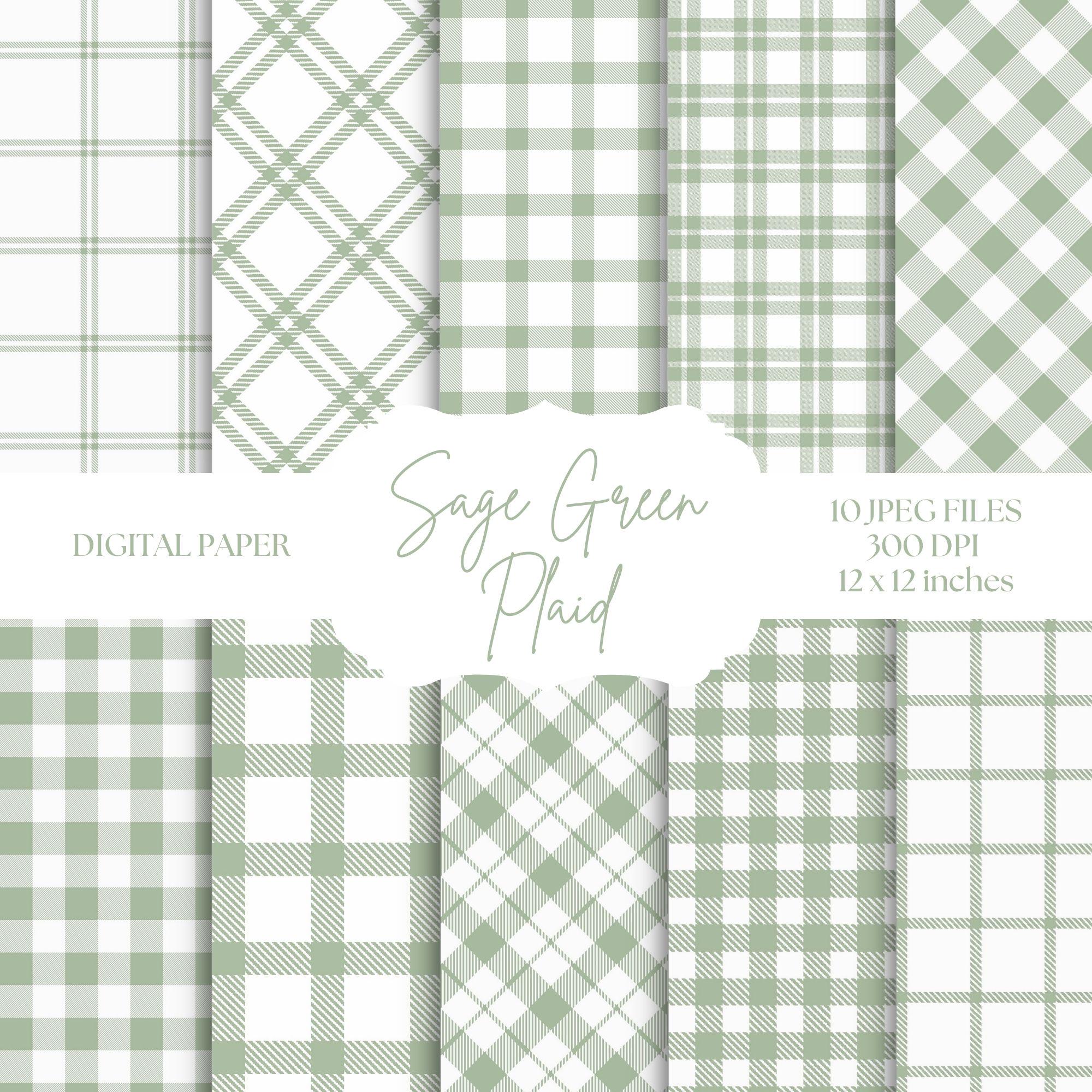 Pattern Page Green Green Plaid Digital Paper, Sage Green Backgrounds, Gingham Plaid ...