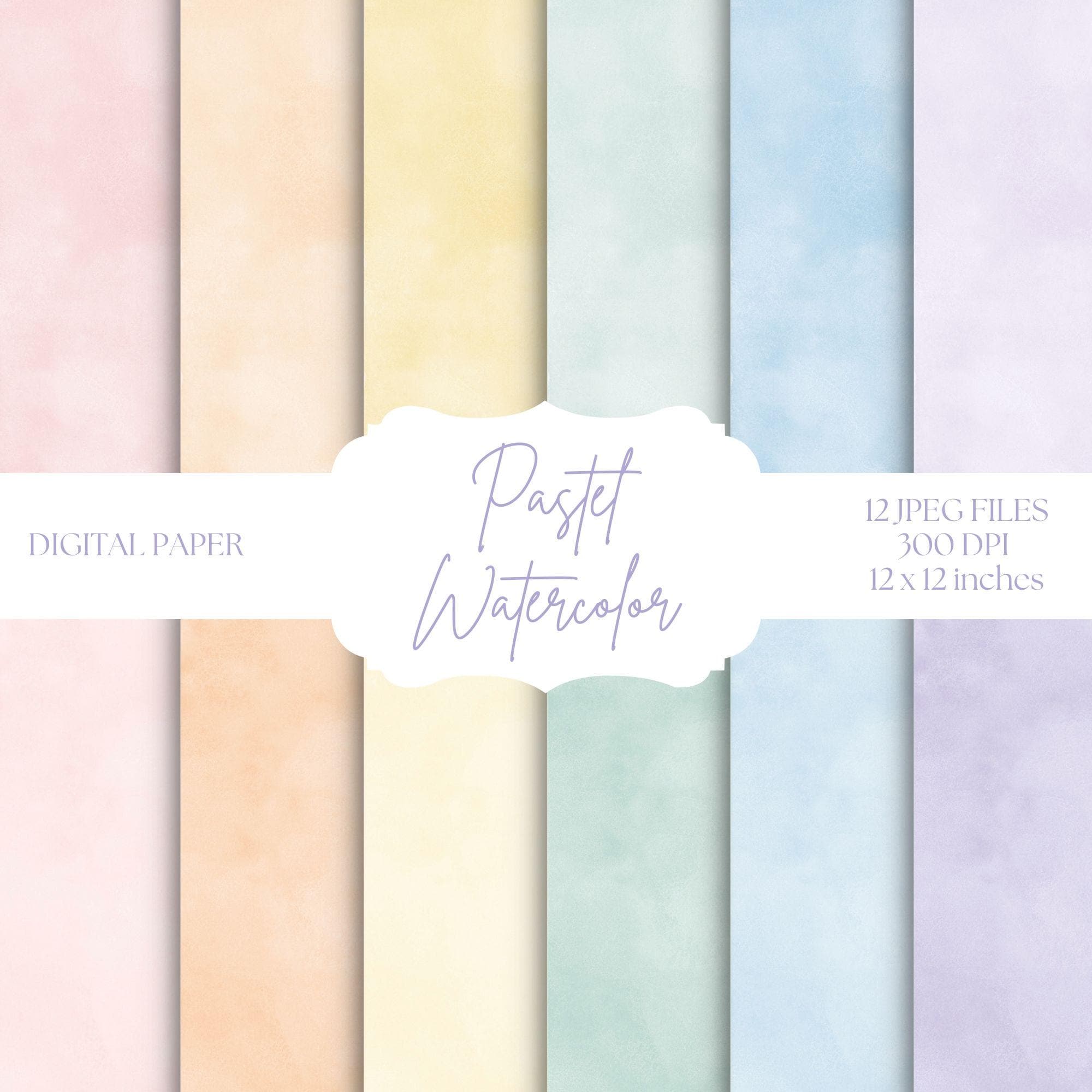 Pastel Watercolor Digital Paper, Printable Scrapbook Paper, Watercolor Textures, Spring Backgrounds, Easter Paper, Blue Backgrounds