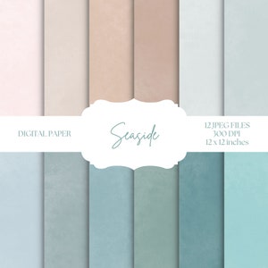 Sommer Digitales Papier, Strand Hintergründe, Meer Scrapbook Papier, Wasser & Sand Texturen, Blaue und Beige Muster, Urlaub Scrapbooking
