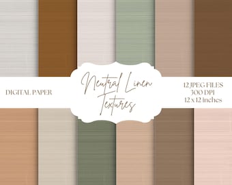 Neutral Digital Paper, Linen Textures, Brown Backgrounds, Seamless Patterns, Beige Scrapbook Paper, Earth Tones, Textured Paper