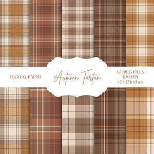 Digitalt höstpapper, rutiga mönster, neutrala höstbakgrunder, sömlöst scrapbookpapper, tartan för Thanksgiving, brunt, beige, korttillverkning