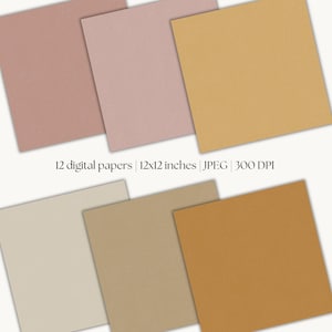 Puede incluir: Doce papeles digitales en varios tonos de beige, marr&oacute;n y rosa. Cada papel mide 30,5 x 30,5 cm y 300 DPI.