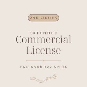 Extended Commercial Use License For One Product Listing For Over 100 Units, Large Production License
