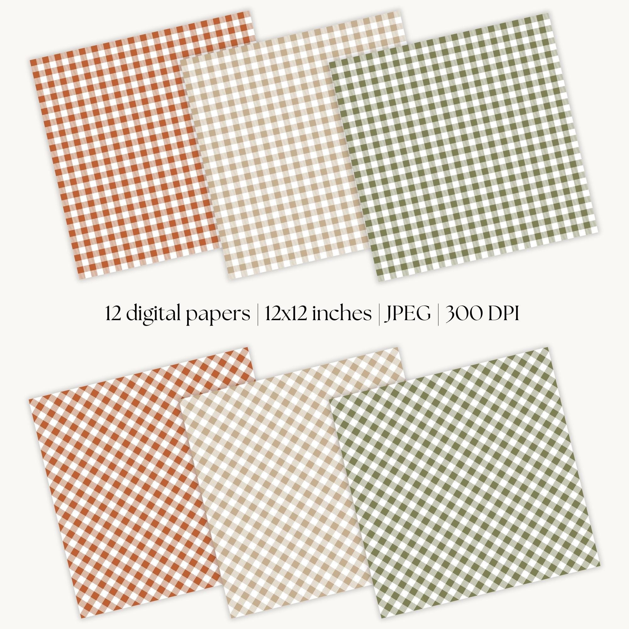 Fall Gingham Digital Paper, Plaid Seamless Patterns, Scrapbook Paper ...