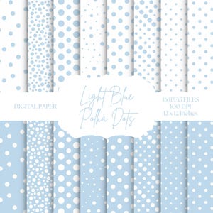 Carta digitale a pois blu, sfondi senza soluzione di continuità, motivi azzurri e bianchi, carta per album digitali, baby shower, carta stampabile