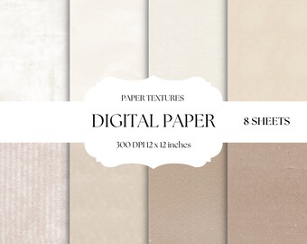 Paper Textures Digital Paper, Brown Kraft Paper, Neutral backgrounds, Digital Scrapbook Paper, Textured Seamless Pattern