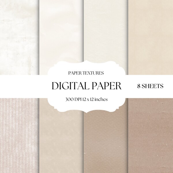 Paper Textures Digital Paper, Brown Kraft Paper, Neutral backgrounds, Digital Scrapbook Paper, Textured Seamless Pattern