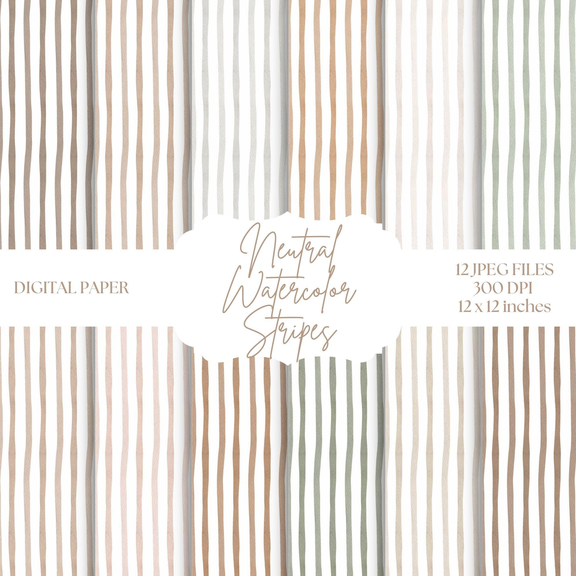 Watercolor Stripes Digital Paper, Neutral Backgrounds, Vertical Stripe Patterns, Seamless Digital Paper, Printable Scrapbook Paper