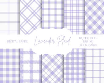 Papel digital a cuadros lavanda para scrapbooking y manualidades, fondos morados, patrones sin costuras de cuadros vichy morados y blancos, creación de tarjetas
