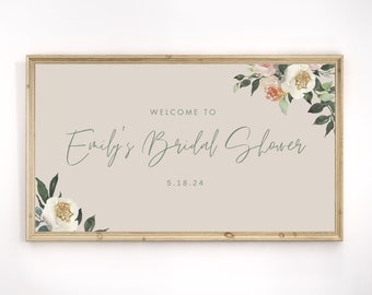 Bridal Shower Frame TV Art, Custom Floral Wedding TV Art, Personalized Welcome Sign