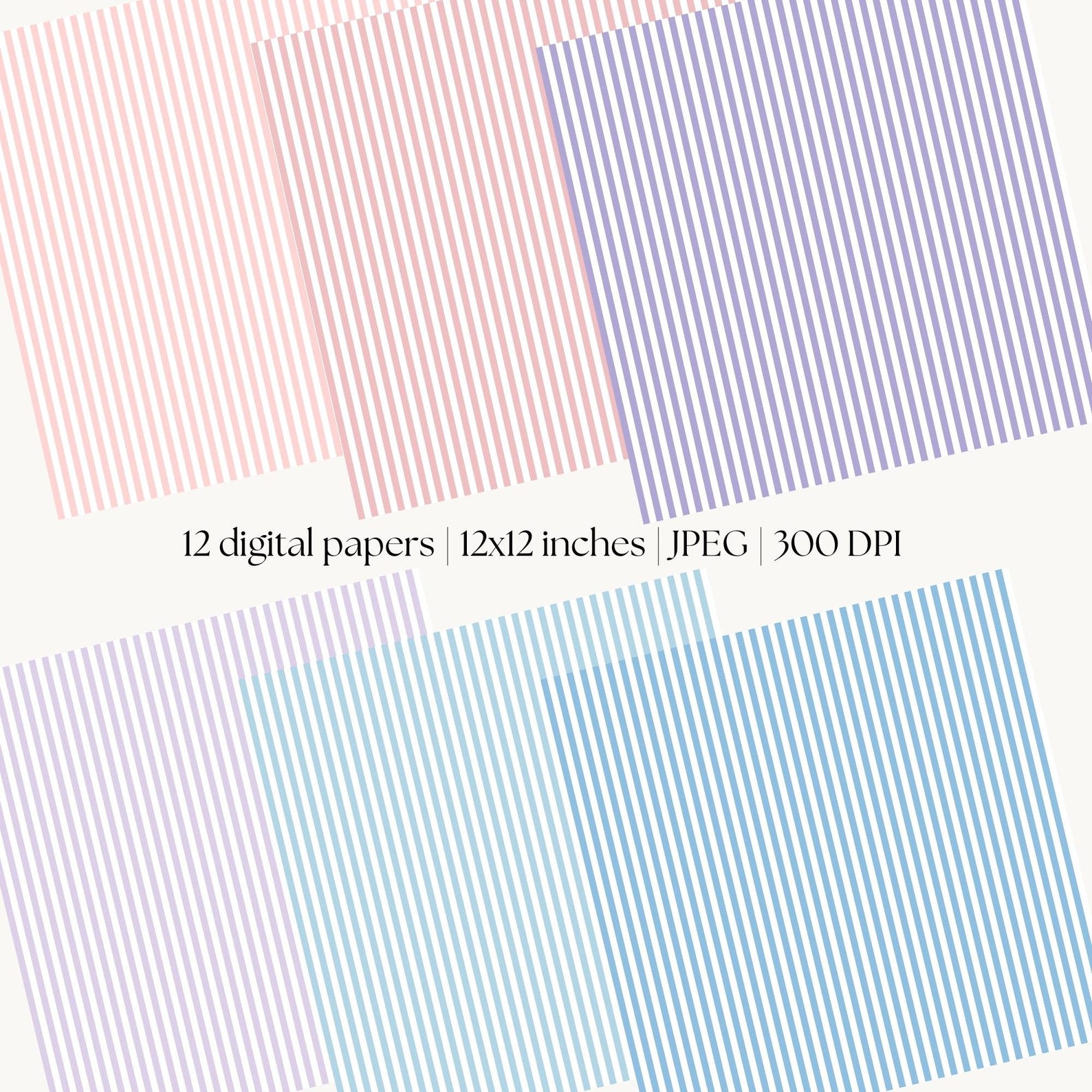 Stripes Digital Paper, Pastel Color Backgrounds, Striped Scrapbook ...