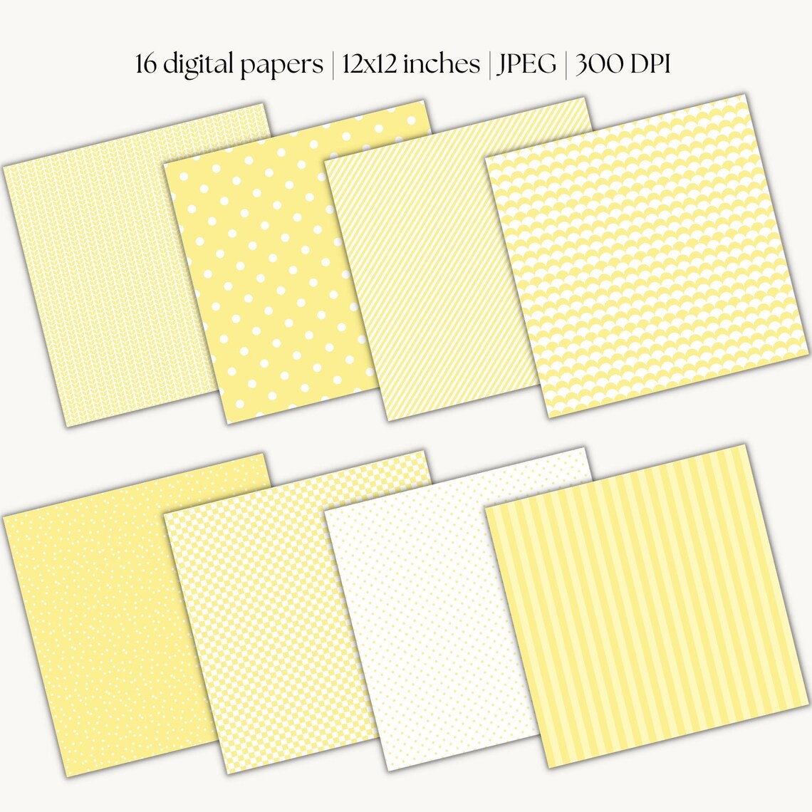 Yellow Digital Paper, Seamless Backgrounds, Yellow and White Patterns ...