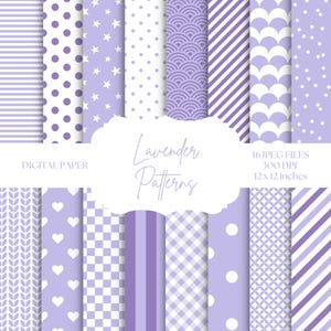 Papier numérique violet, Arrière-plans lavande, Motifs transparents, Papier numérique pour scrapbooking, Rayures violettes, Motifs transparents à pois, Papier imprimable