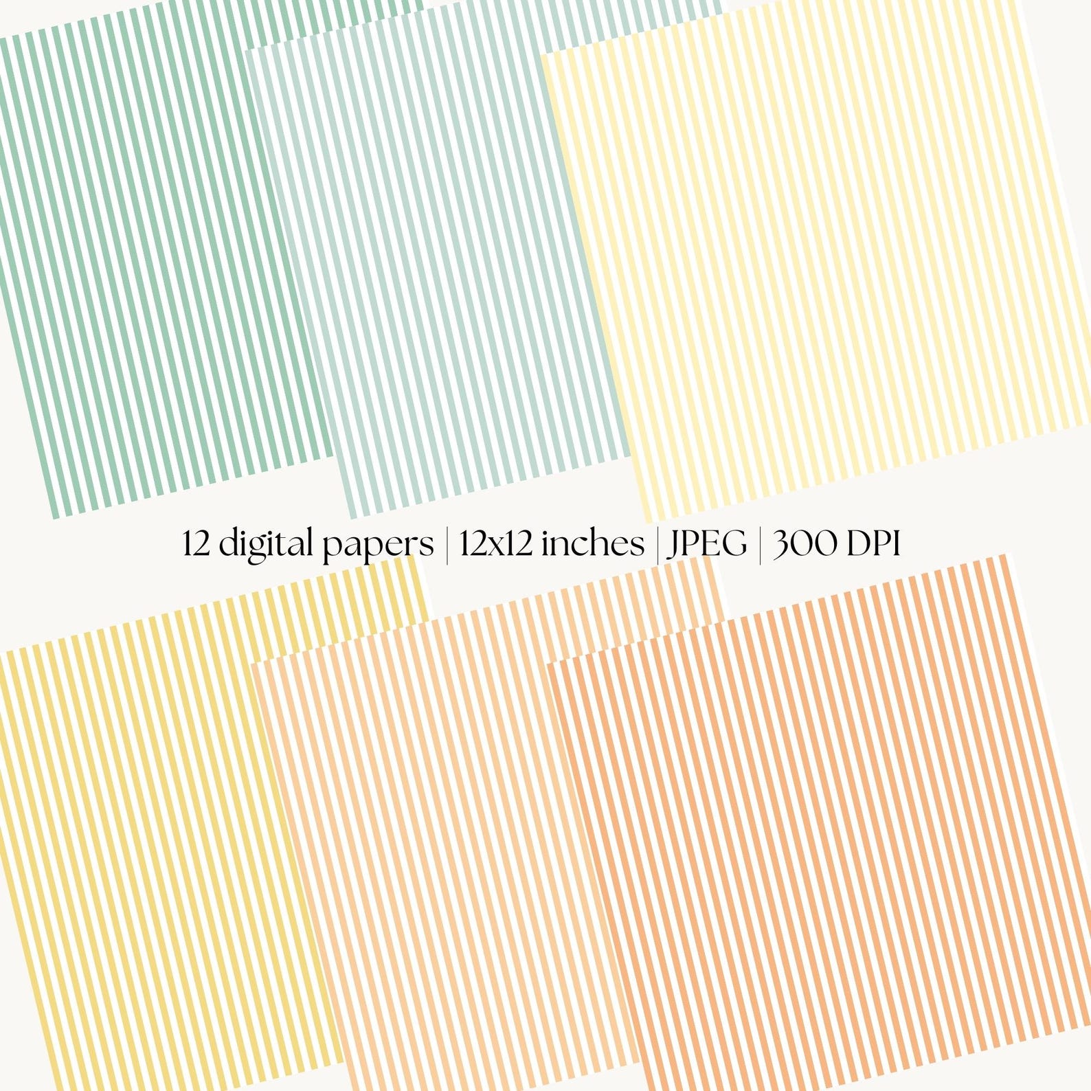 Stripes Digital Paper, Pastel Color Backgrounds, Striped Scrapbook ...
