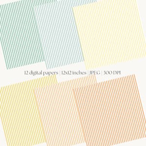 Stripes Digital Paper, Pastel Color Backgrounds, Striped Scrapbook ...