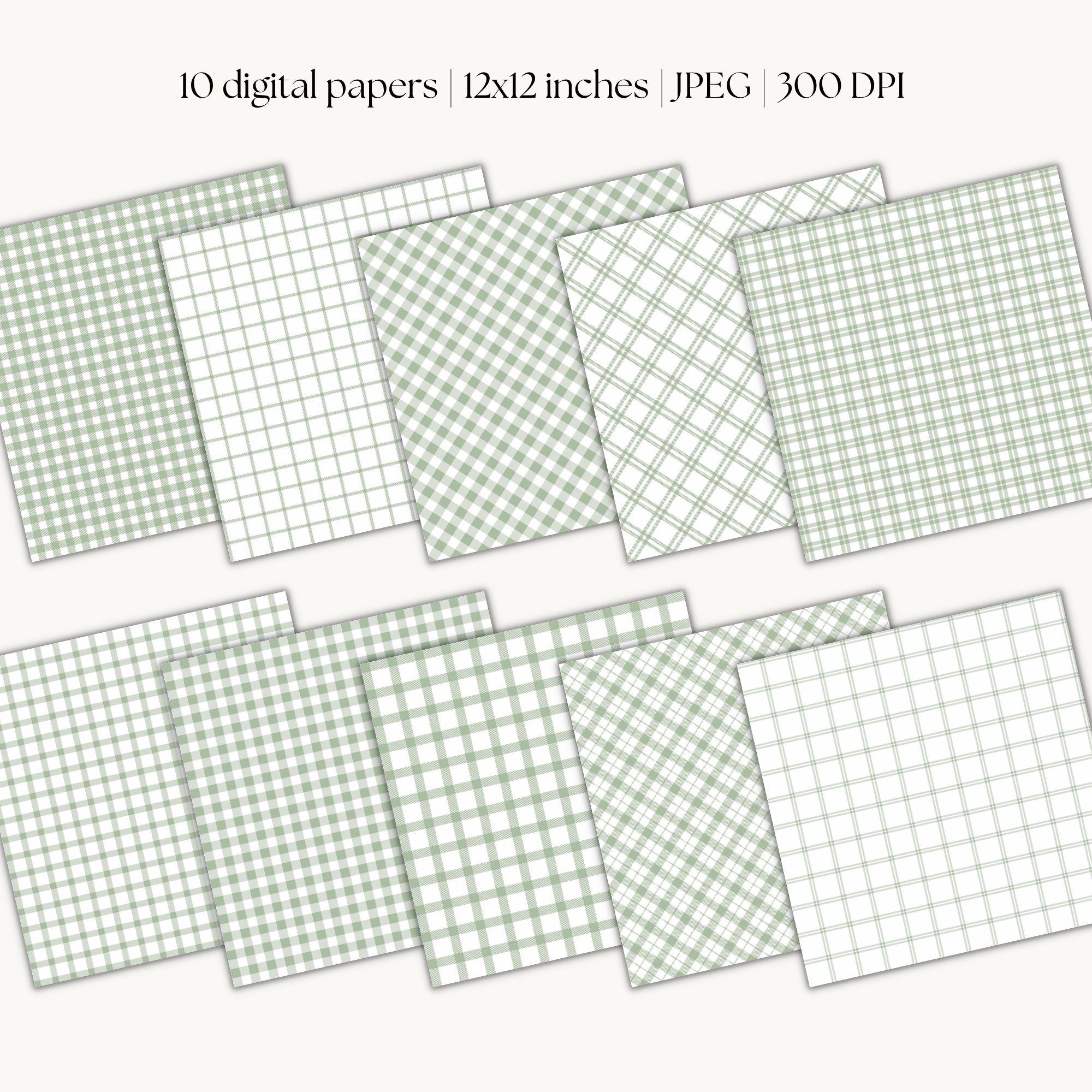 Pattern Page Green Green Plaid Digital Paper, Sage Green Backgrounds, Gingham Plaid ...