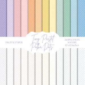 Carta digitale a pois, sfondi color pastello, pois senza soluzione di continuità, carta per album di Pasqua, motivi pastello primaverili, blu, arancione, rosa