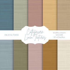 Cottagecore Digital Paper, Linen Textures, Blue Backgrounds, Scrapbook Paper For Card Making, Planners, Cottage Color Palette, Linen Paper