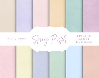 Pastel Digital Paper, Spring Backgrounds, Solid Color Textures, Printable Easter Paper, Printable Scrapbook Paper, Green Paper