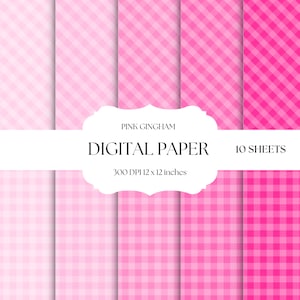 Rosa Vichy-Papier, digitales Scrapbook-Papier, rosa nahtloser Hintergrund, hellrosa Papier, pastellrosa Papier, digitaler Download