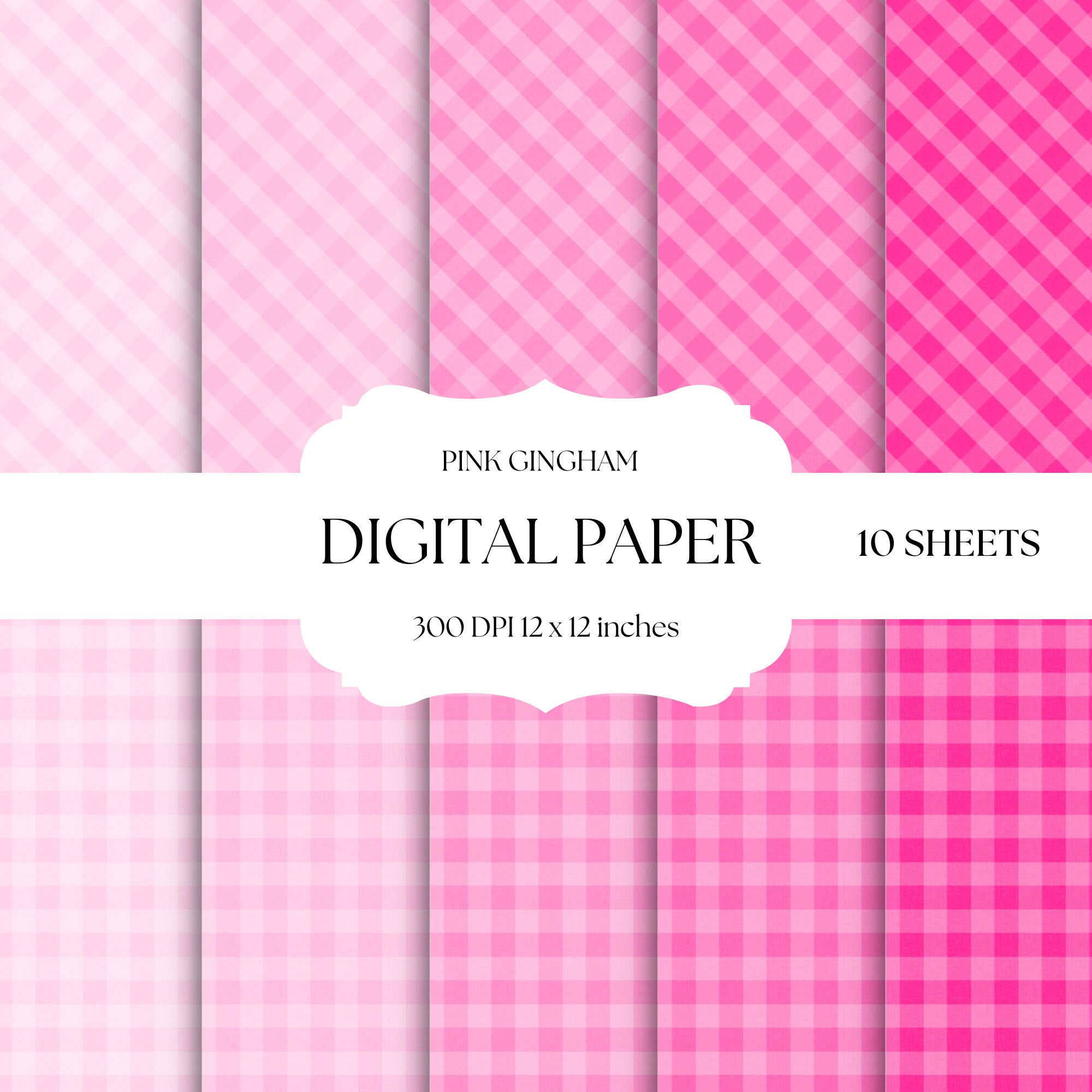 Pink and White 10 cm Gingham Wallpaper