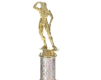 Female Bodybuilding Trophy with 3 lines of custom text