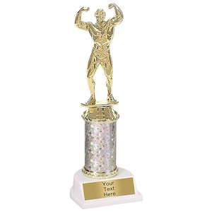 Male Bodybuilding Trophy with 3 lines of custom text