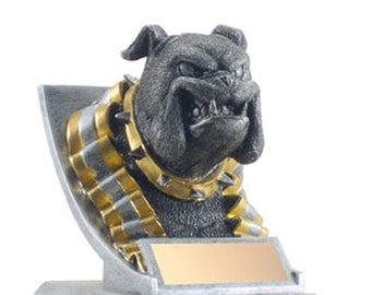 Bulldog Mascot Trophy with 3 lines of custom text