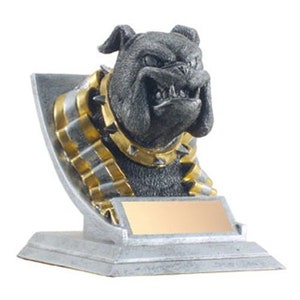 Bulldog Mascot Trophy with 3 lines of custom text