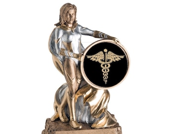 Healthcare Heroine Award Trophy with 4 lines of text