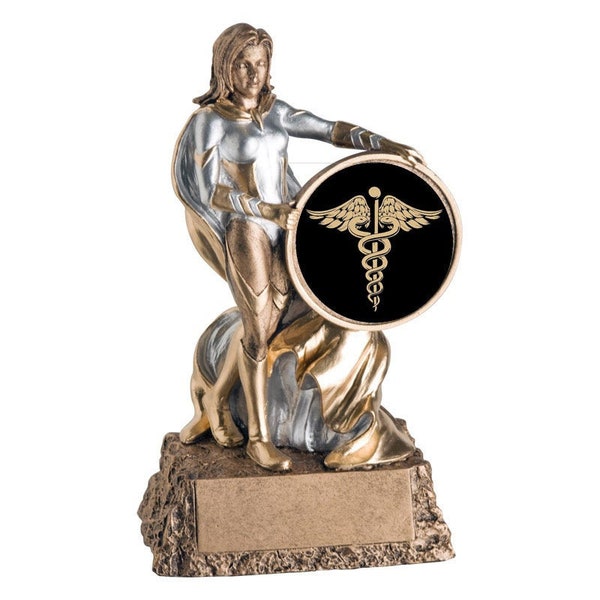 Healthcare Heroine Award Trophy with 4 lines of text