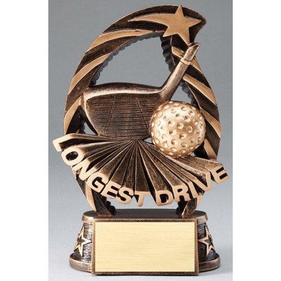 Golf Longest Drive Trophy with 3 lines of custom text