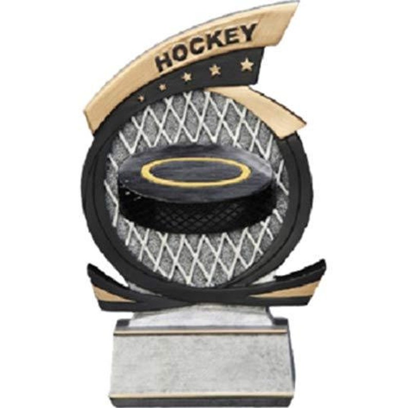Hockey Gold Star Trophy with 3 lines of custom text