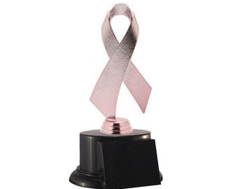 Pink "Breast Cancer" Awareness Trophy with 3 lines of custom text