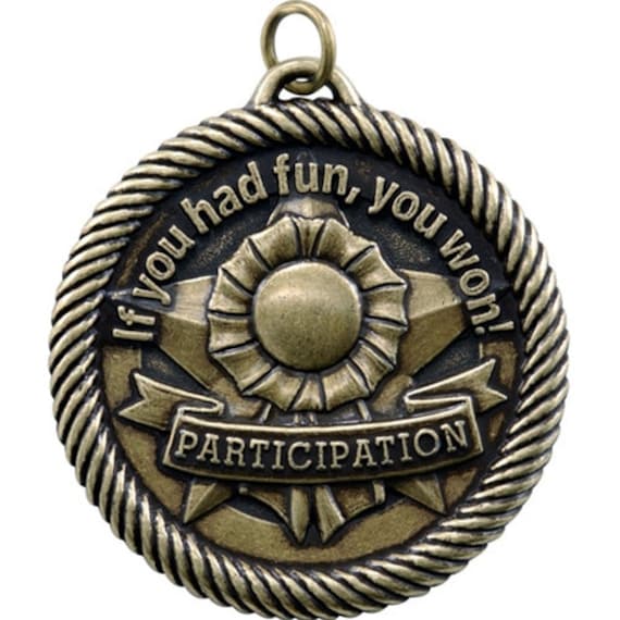 Participation If You Had Fun You Won Award Medal Attached to Red