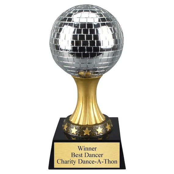 Disco Mirror Ball Dance Trophy With 3 Lines of Custom Text Etsy Singapore