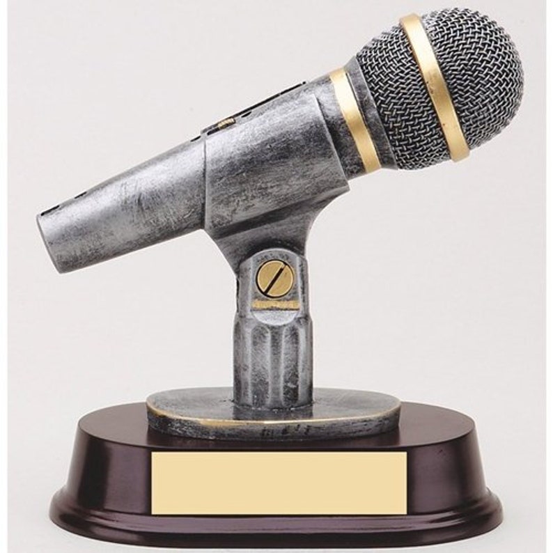 Microphone Trophy with 3 lines of custom text Etsy
