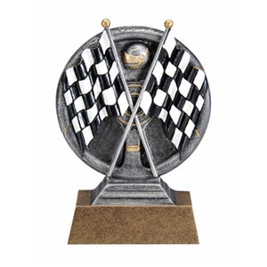 Racing Flags MX500 Trophy with 3 lines of custom text