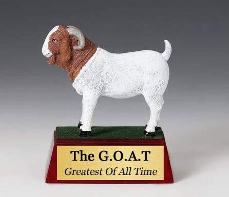 Goat Greatest of All Time Trophy with 3 Lines of Custom Text image 1