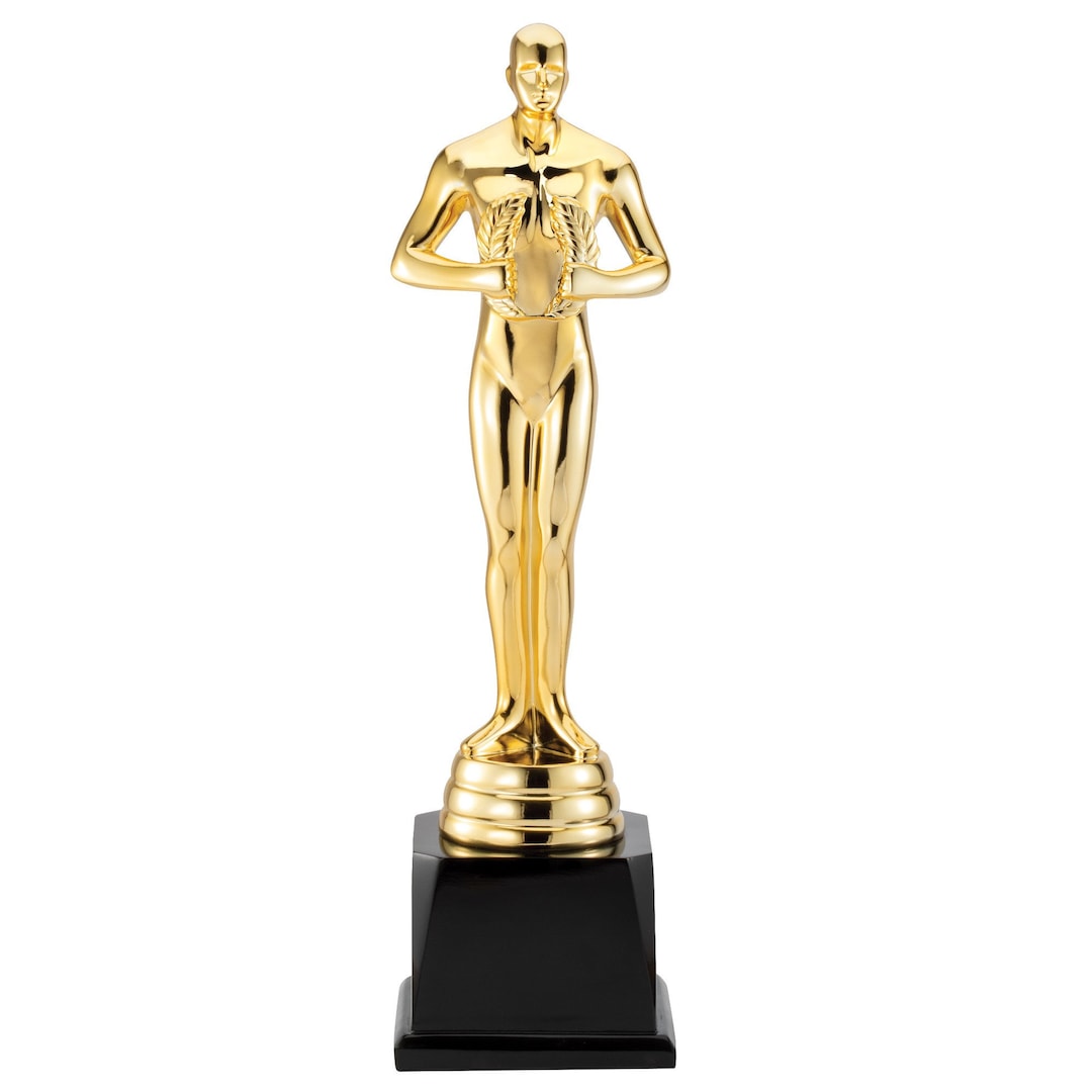 Large Oscar Like Metal Replica Trophy With 4 Lines of Custom Text 