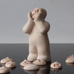 Ceramic sculpture &quot;Person with masks&quot; for Psychotherapy and Sand Play, sandtray and therapy, Play therapy tool