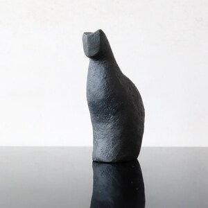 Ceramic sculpture Cat, home decor, gift, minimalist figure BLACK