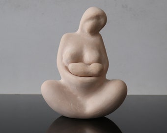 Ceramic sculpture "Mother with baby", Motherhood Art, Woman with child, Mother and Child Figurine