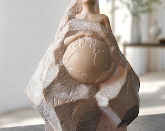 Scultura di Gaia Madre Terra, Dea della Natura, della Terra e della Vita in ceramica realizzata a mano, statua artistica simbolica, decorazione spirituale per la casa.