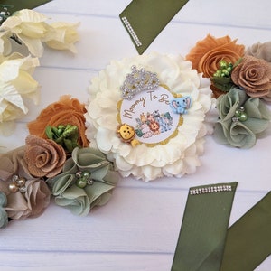 Woodland Baby Shower Safari Maternity Belly Bump Sash, Mom To Be Pregnant Baby Bump Photo Prop, Safari Baby Sprinkle Gender Neutral Sash