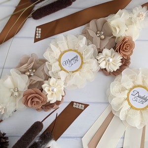 Fascia rustica per baby shower, fascia autunnale per futura mamma, fascia beige avorio per pancione, fascia autunnale per futura mamma, fascia per pancia in gravidanza, rivelazione del sesso del bambino