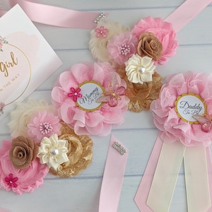 Gold and Pink Maternity Sash, Butterfly Baby Shower Sash, Mommy To Be Sash, Mom To Be Sash, Butterfly Baby Sprinkle Sash, Baby Bump Sash