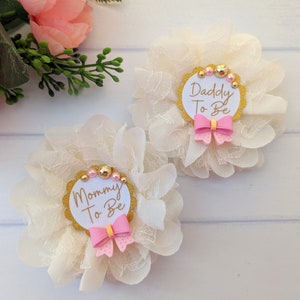 It&#39;s A Girl Baby Shower Pin for Mommy and Daddy To Be, Expecting Parents Baby Sprinkle Corsage, Mom and Dad To Be Baby Shower Ribbon Gift