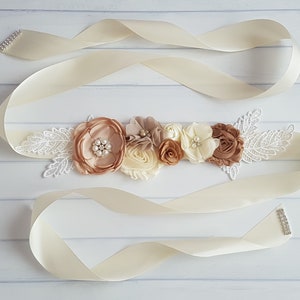 Faja rústica para baby shower, faja para el vientre de embarazada, faja de maternidad en color marfil y beige, faja para el vientre de bebé, accesorio para fotos de maternidad, recuerdo para baby shower
