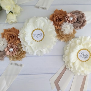 Fascia maternità autunnale, fascia per baby shower autunnale, fascia per futura mamma avorio e beige, fascia per la pancia della futura mamma, fascia per la pancia della gravidanza, baby shower autunnale